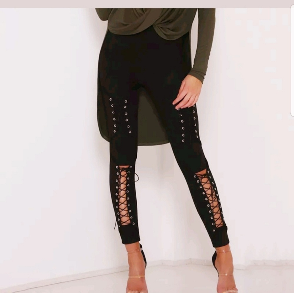 Lace up suede pants multiple colors.